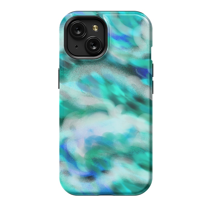 iPhone 15 StrongFit Waves blue abstract art painting phone case by Josie
