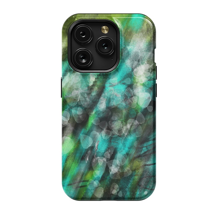 iPhone 15 Pro StrongFit Blue green textured abstract digital art by Josie
