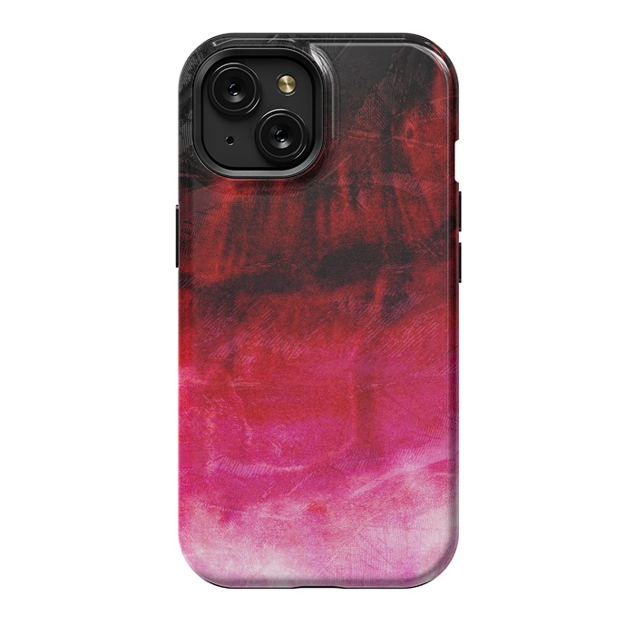 iPhone 15 StrongFit Red pink paint strokes abstract phonecase by Josie