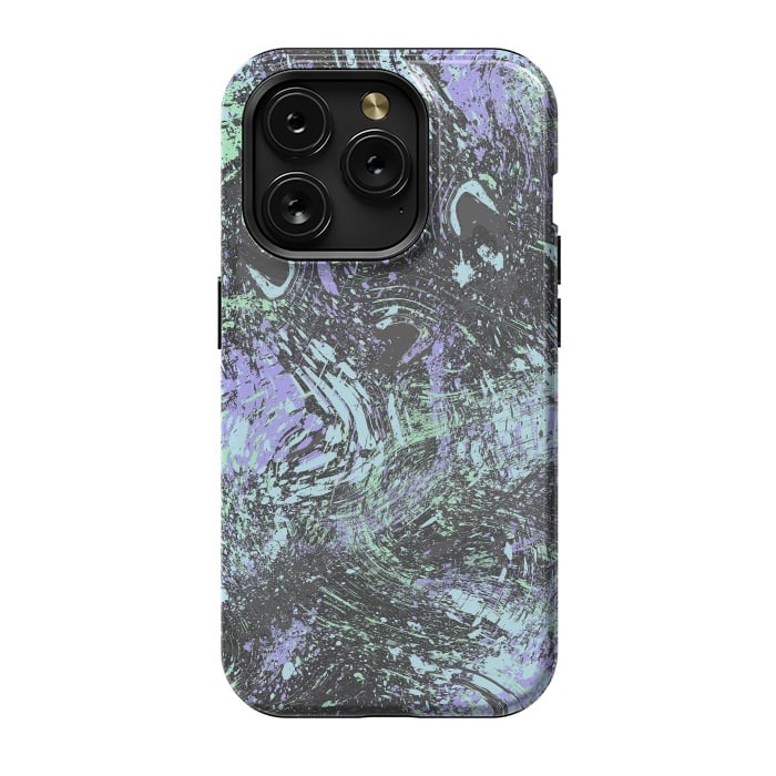 iPhone 15 Pro StrongFit Dripping Splatter Purple Turquoise by Ninola Design