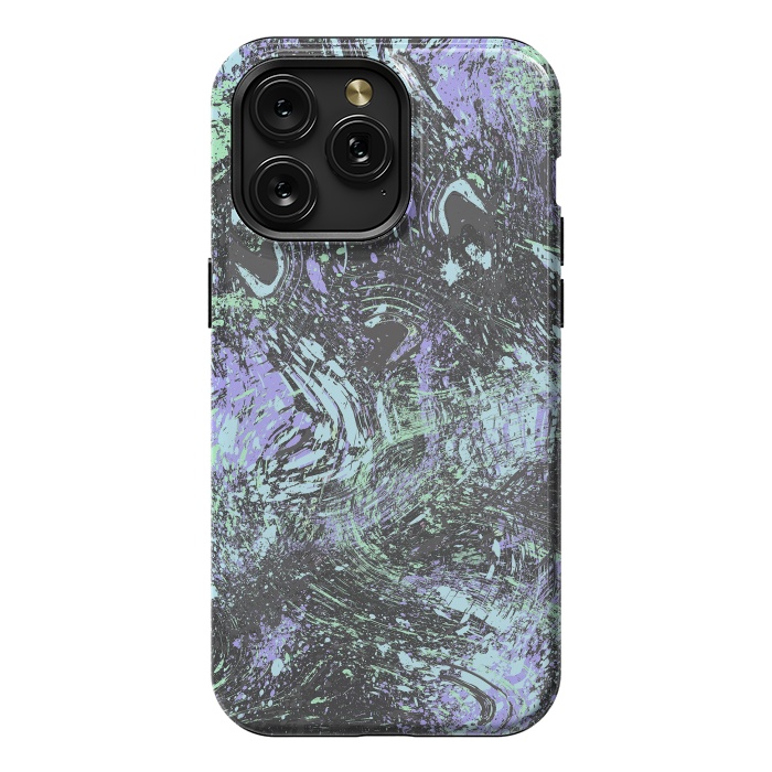 iPhone 15 Pro Max StrongFit Dripping Splatter Purple Turquoise by Ninola Design