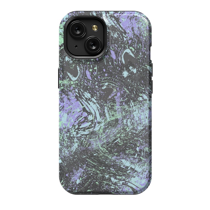 iPhone 15 StrongFit Dripping Splatter Purple Turquoise by Ninola Design