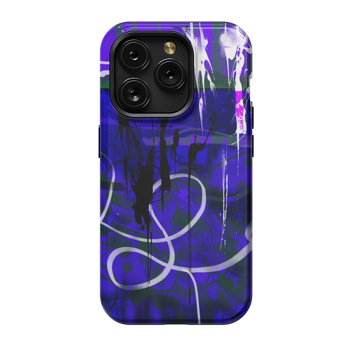 iPhone 15 Pro StrongFit Blue paint strokes phone case by Josie