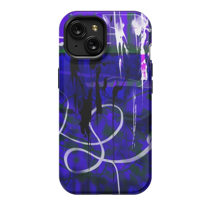iPhone 15 StrongFit Blue paint strokes phone case by Josie