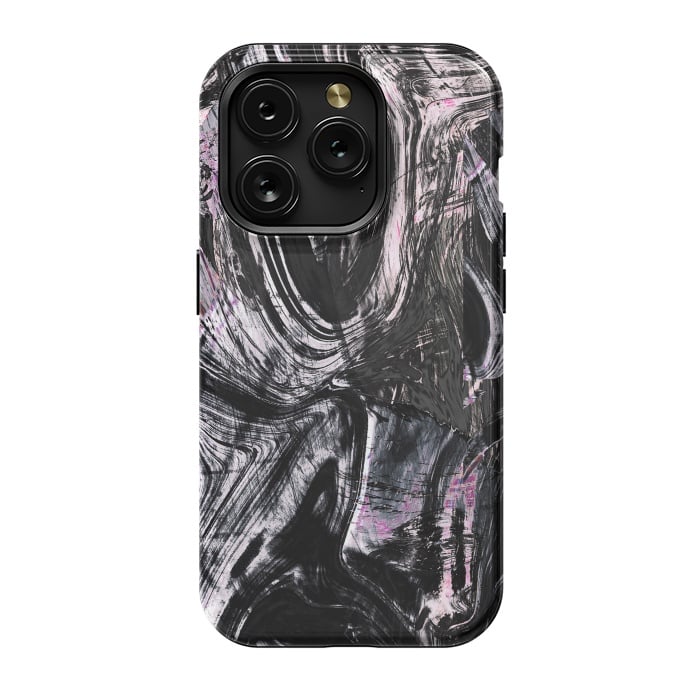 iPhone 15 Pro StrongFit Marble ink brushstrokes by Oana 