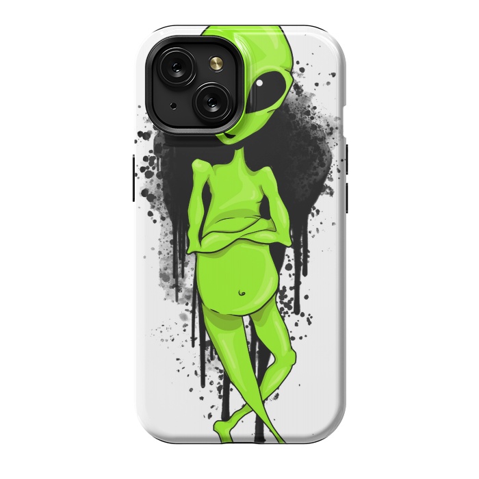 iPhone 15 StrongFit Alien Graffiti by Area51 Designs