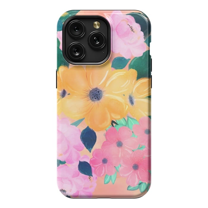 iPhone 15 Pro Max StrongFit Cute Colorful Romantic Watercolor Flowers  by InovArts