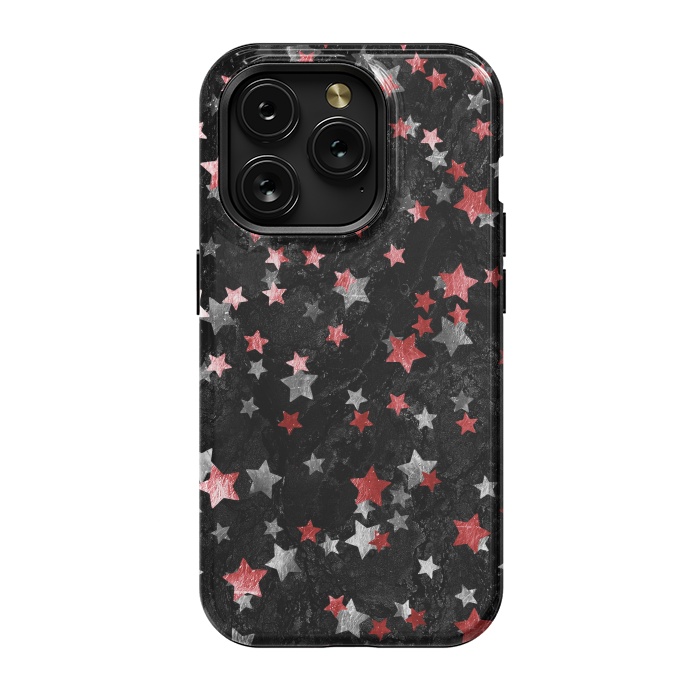 iPhone 15 Pro StrongFit Silver Copper stars on marble sky by Oana 
