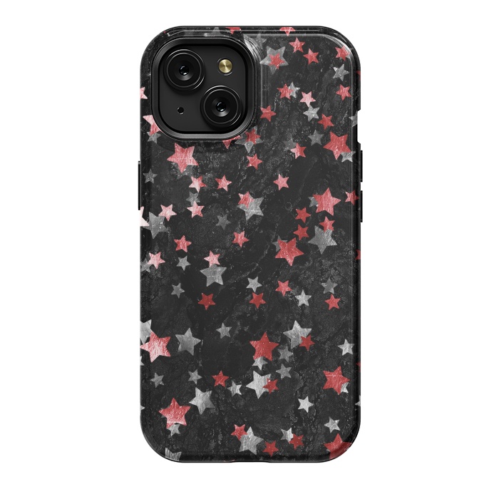 iPhone 15 StrongFit Silver Copper stars on marble sky by Oana 