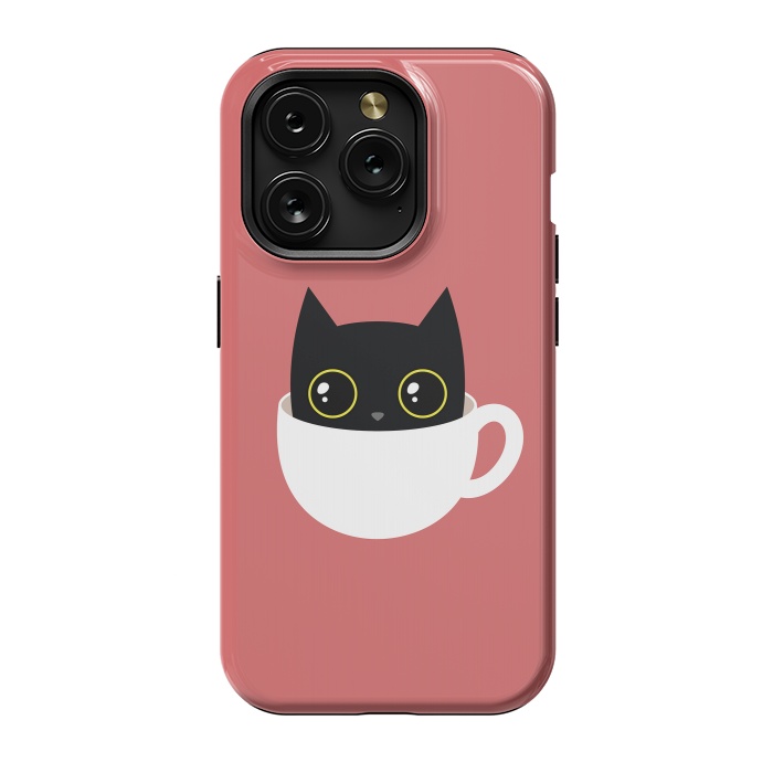 iPhone 15 Pro StrongFit Coffee cat by Laura Nagel