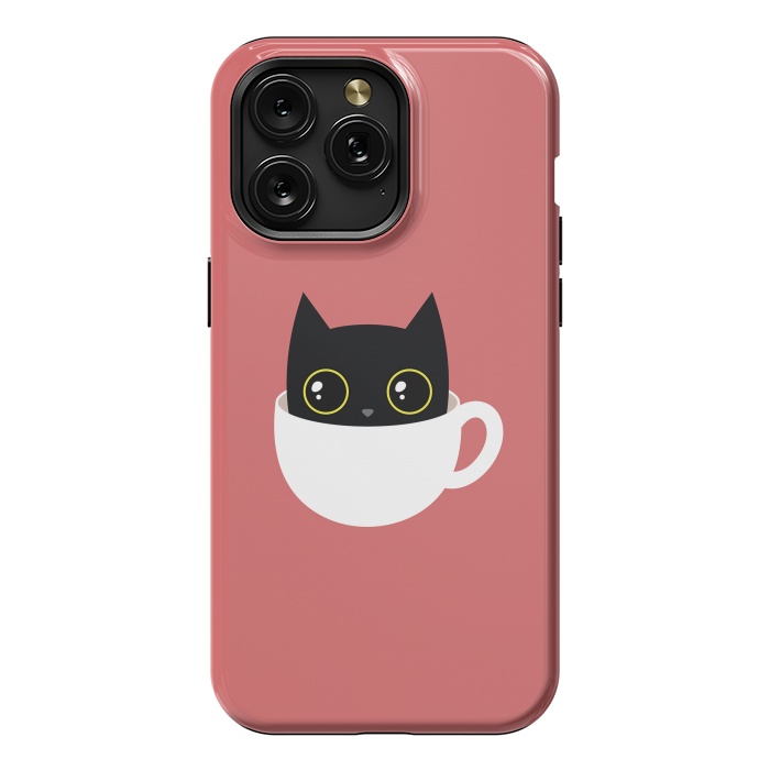 iPhone 15 Pro Max StrongFit Coffee cat by Laura Nagel