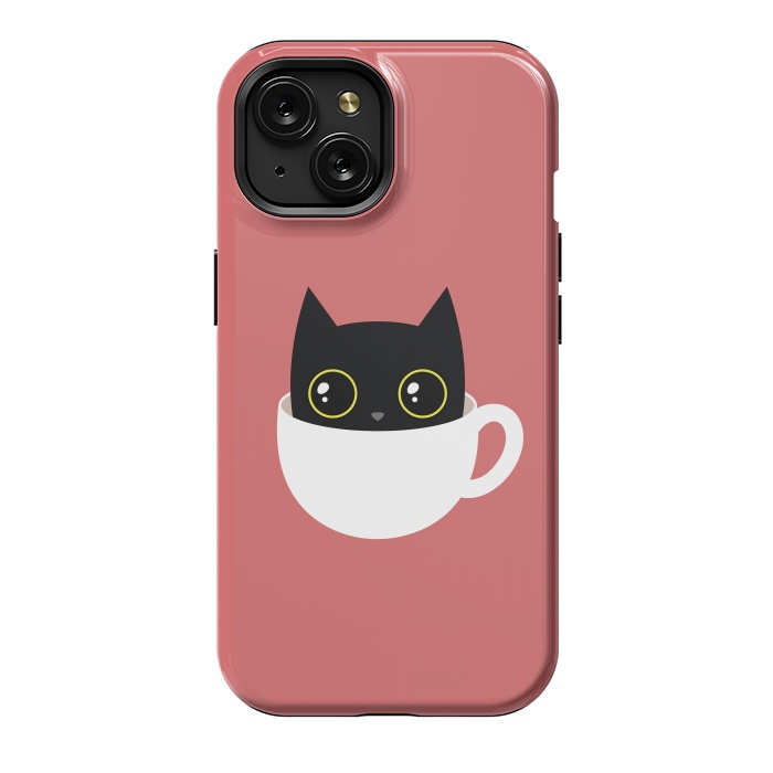 iPhone 15 StrongFit Coffee cat by Laura Nagel