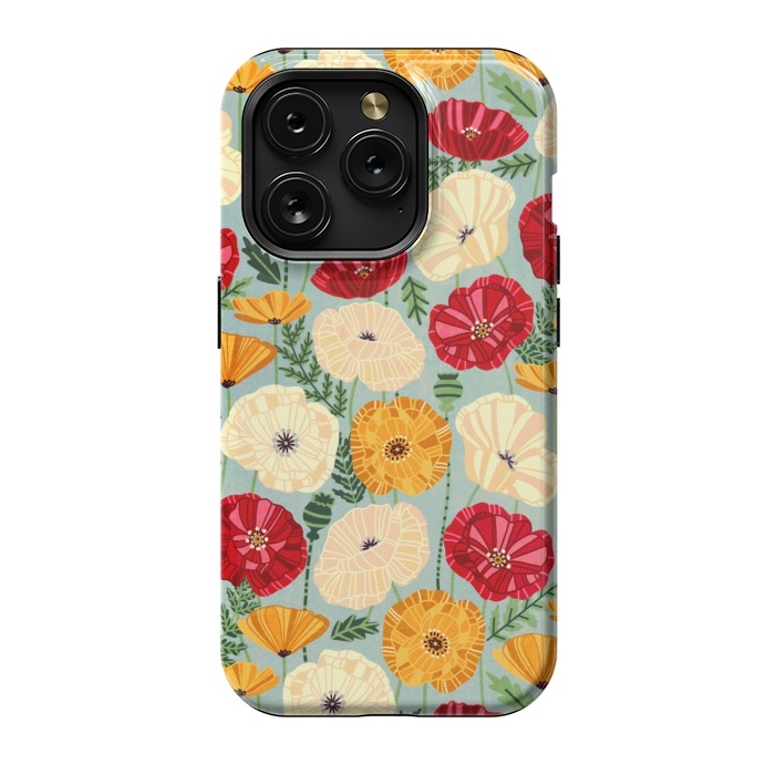 iPhone 15 Pro StrongFit Textured Poppies  by Tigatiga