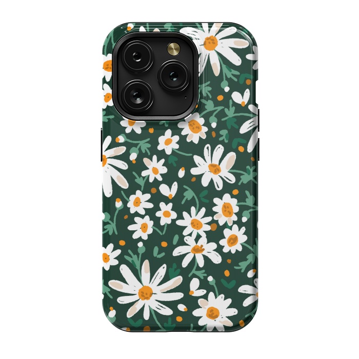 iPhone 15 Pro StrongFit WHITE FLORAL PRINT 2  by MALLIKA