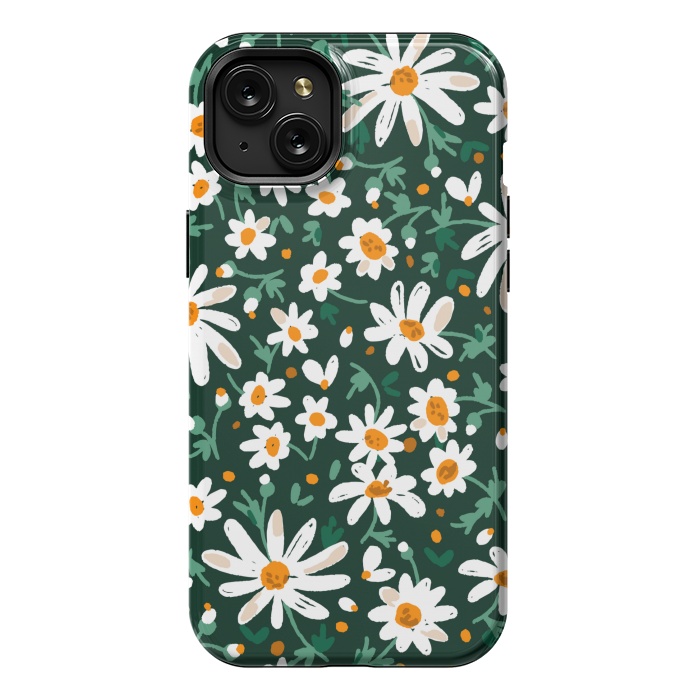 iPhone 15 Plus StrongFit WHITE FLORAL PRINT 2  by MALLIKA