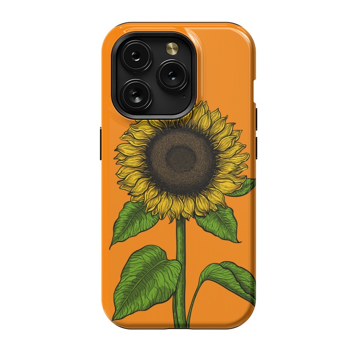 iPhone 15 Pro StrongFit Sunflower on orange by Katerina Kirilova