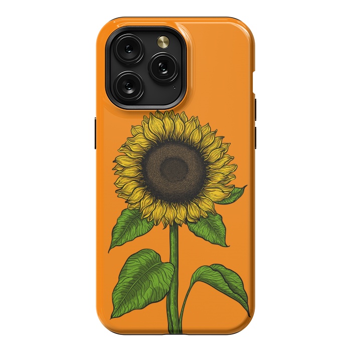 iPhone 15 Pro Max StrongFit Sunflower on orange by Katerina Kirilova