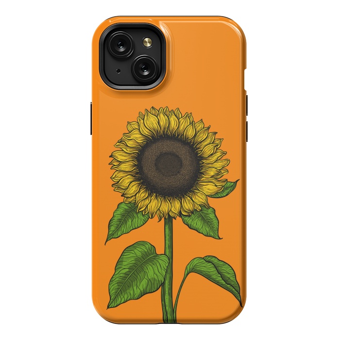 iPhone 15 Plus StrongFit Sunflower on orange by Katerina Kirilova