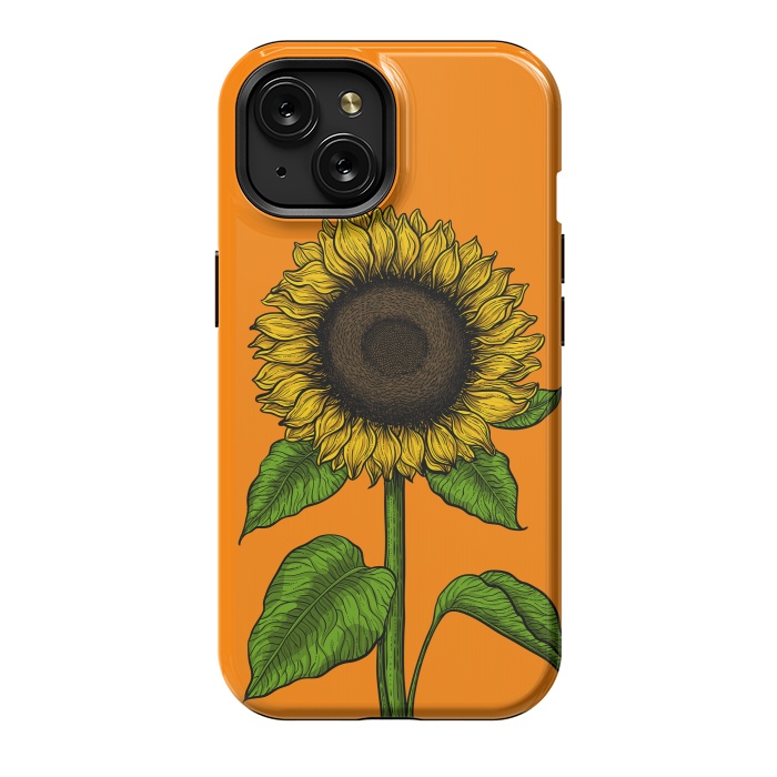 iPhone 15 StrongFit Sunflower on orange by Katerina Kirilova