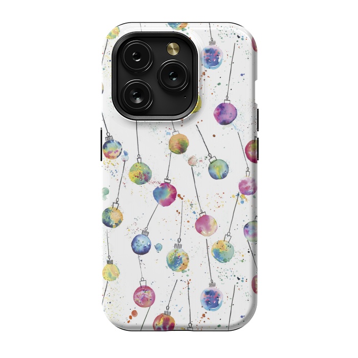 iPhone 15 Pro StrongFit Christmas Watercolor Baubles by Ninola Design