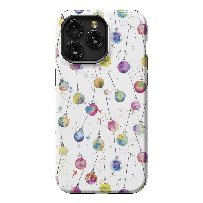 iPhone 15 Pro Max StrongFit Christmas Watercolor Baubles by Ninola Design