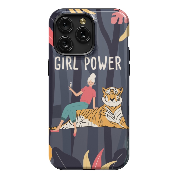 iPhone 15 Pro Max StrongFit Girl Power - Woman and Tiger by Jelena Obradovic