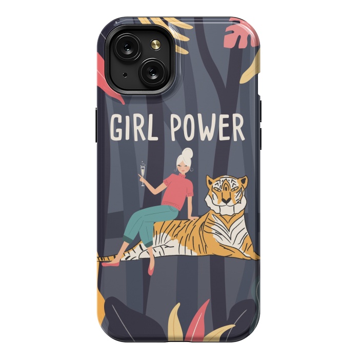 iPhone 15 Plus StrongFit Girl Power - Woman and Tiger by Jelena Obradovic
