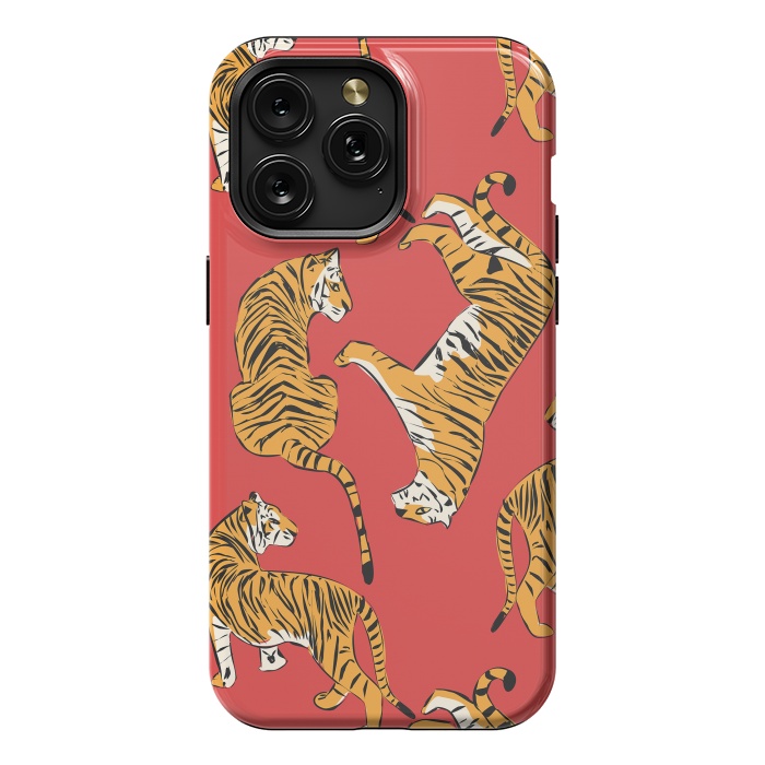 iPhone 15 Pro Max StrongFit Tiger Pattern, red, 005 by Jelena Obradovic