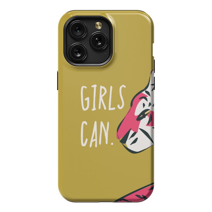 iPhone 15 Pro Max StrongFit Girls can, mustard by Jelena Obradovic