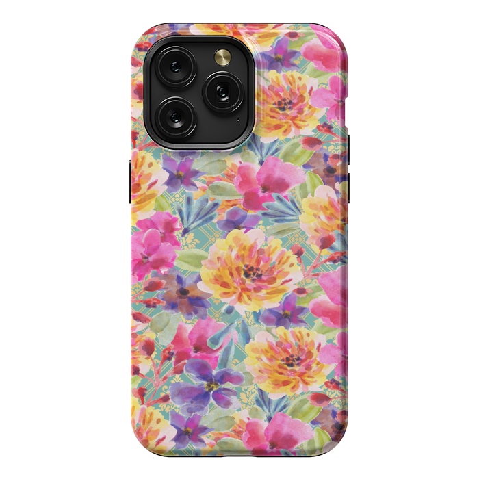 iPhone 15 Pro Max StrongFit MULTI COLOUR FLORAL PATTERN by MALLIKA