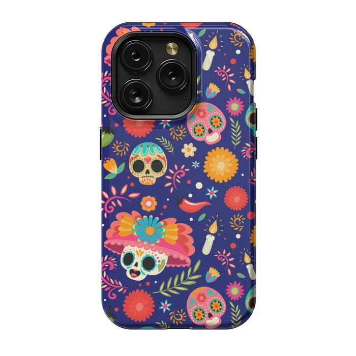 iPhone 15 Pro StrongFit SKULL FLORAL PATTERN 2  by MALLIKA