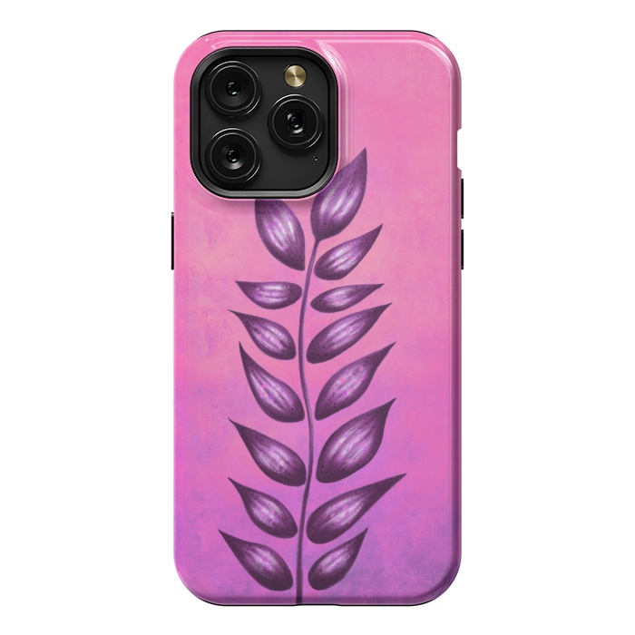 iPhone 15 Pro Max StrongFit Abstract Plant Surreal Botanical Art In Pink And Purple by Boriana Giormova