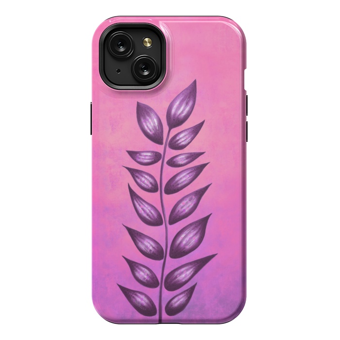 iPhone 15 Plus StrongFit Abstract Plant Surreal Botanical Art In Pink And Purple by Boriana Giormova