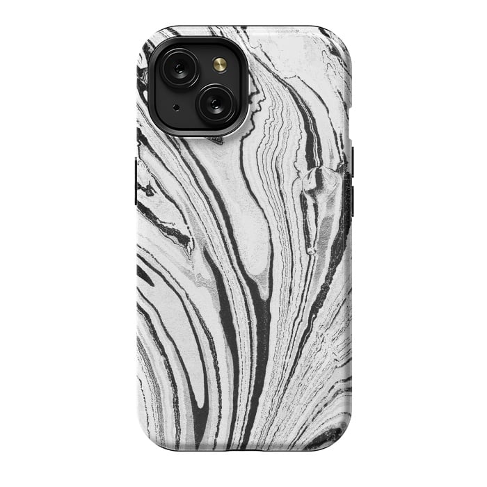 iPhone 15 StrongFit Minimal painted marble stripes by Oana 