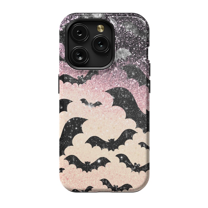 iPhone 15 Pro StrongFit Bats in glitter starry night - Halloween by Oana 