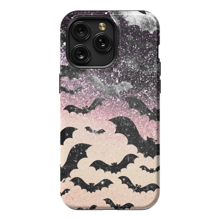 iPhone 15 Pro Max StrongFit Bats in glitter starry night - Halloween by Oana 