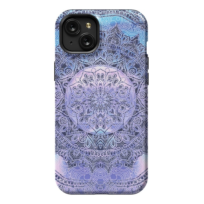 iPhone 15 Plus StrongFit Blue purple gradient mandala by Oana 