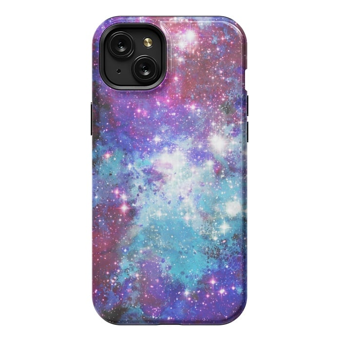 iPhone 15 Plus StrongFit Purple violet starry galaxy by Oana 