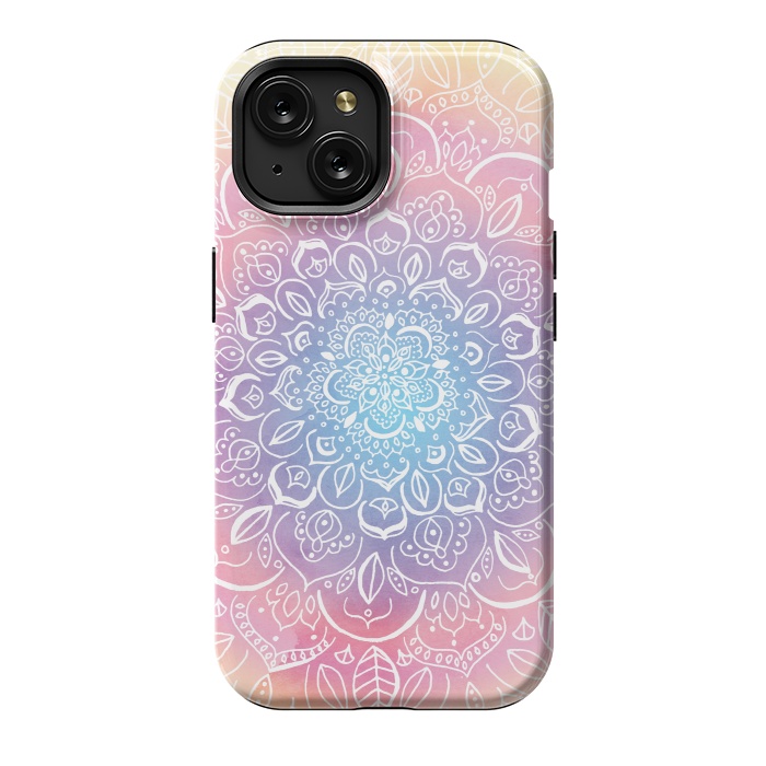iPhone 15 StrongFit Rainbow Dust Mandala by Tangerine-Tane