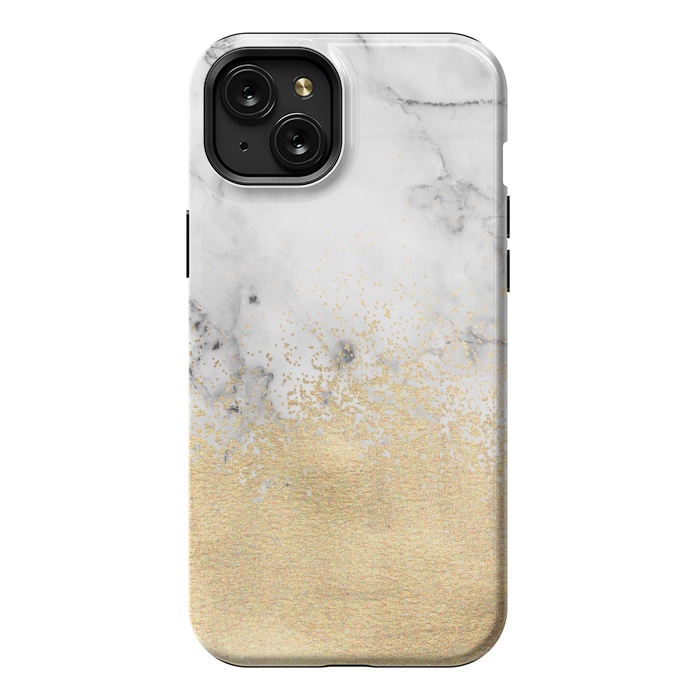 iPhone 15 Plus StrongFit Gold Dust on Marble by Tangerine-Tane