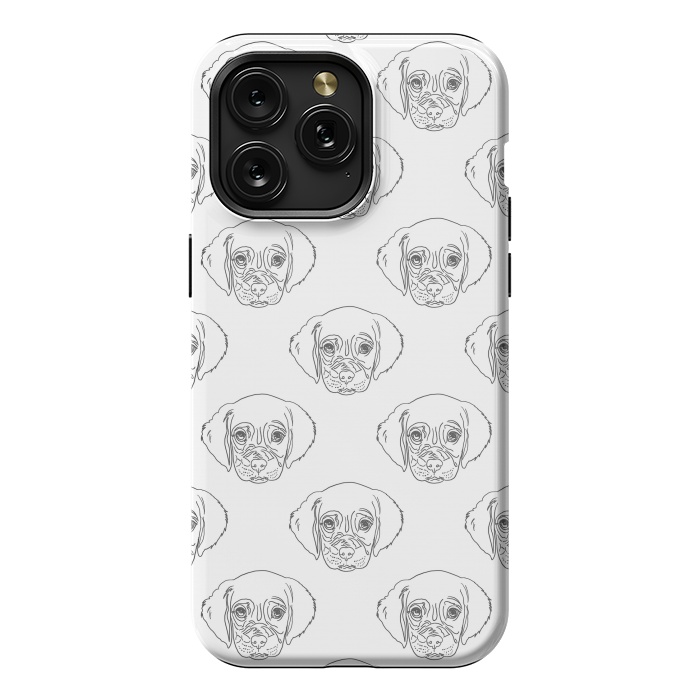 iPhone 15 Pro Max StrongFit Cute Gray Puppy Dog Hand Drawn Strokes Pattern by InovArts