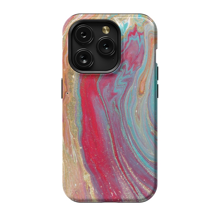 iPhone 15 Pro StrongFit Liquid Marble Design Colorful by ArtsCase