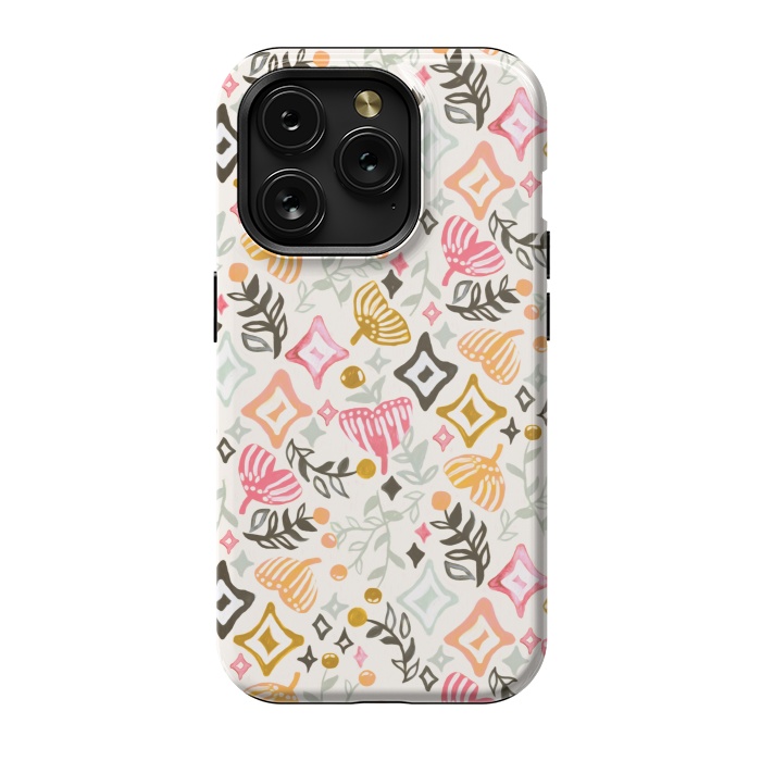 iPhone 15 Pro StrongFit Autumn Abstract Ginkgo & Berry Pattern  by Tigatiga
