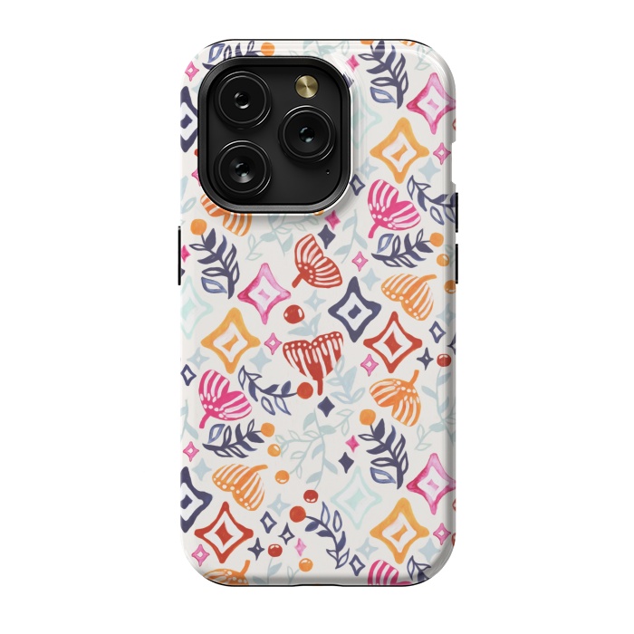 iPhone 15 Pro StrongFit Christmas Abstract Ginkgo & Berry Pattern  by Tigatiga