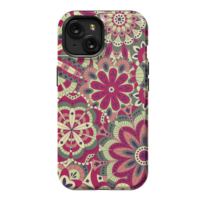 iPhone 15 StrongFit Floral Made with Many Mandalas by ArtsCase