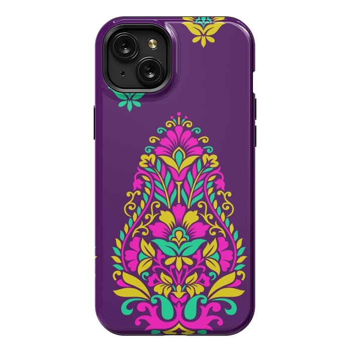 iPhone 15 Plus StrongFit Purple Ethnic Mandalas by ArtsCase
