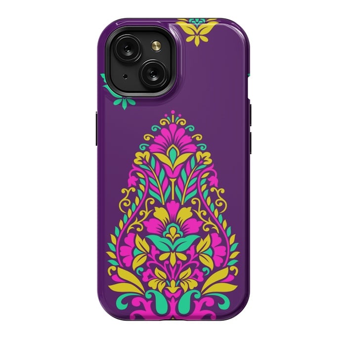 iPhone 15 StrongFit Purple Ethnic Mandalas by ArtsCase