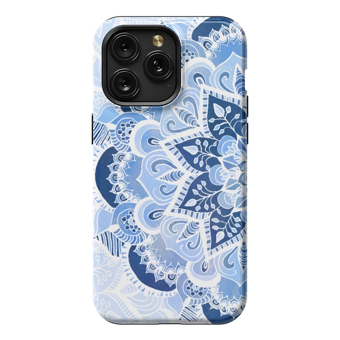 iPhone 15 Pro Max StrongFit Blue Lace Mandala by Tangerine-Tane
