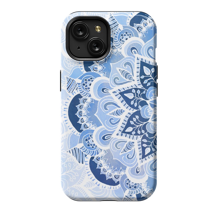 iPhone 15 StrongFit Blue Lace Mandala by Tangerine-Tane
