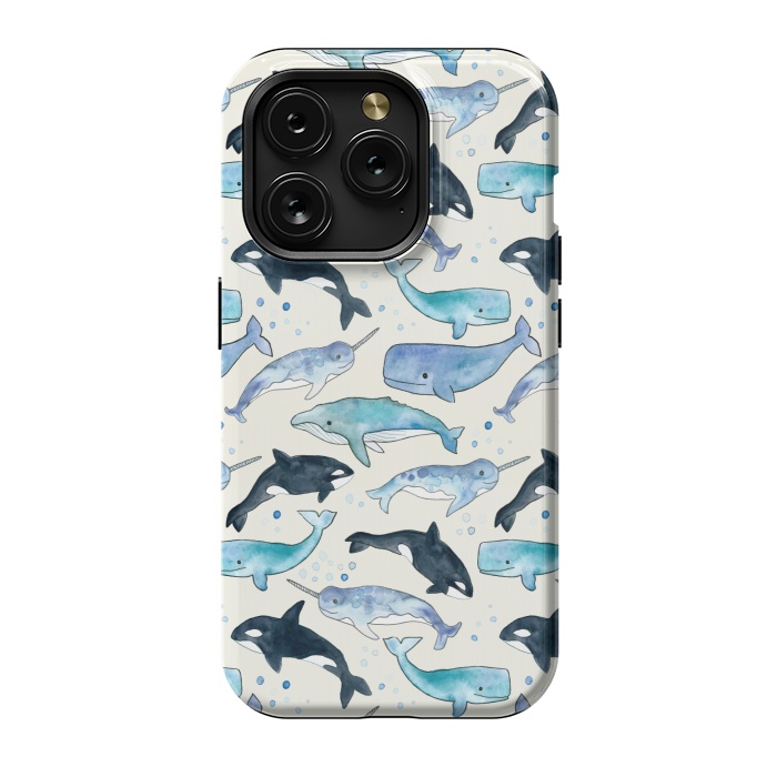 iPhone 15 Pro StrongFit Whales, Orcas & Narwhals by Tangerine-Tane
